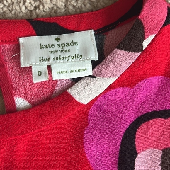 Kate Spade Red Floral Long Sleeve Ruffle Blouse - Picture 3 of 6